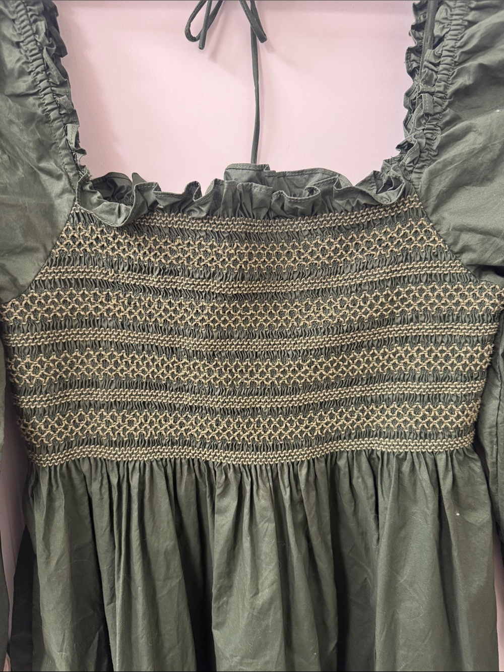 Hill House The Nap Dress Forest Green Smocked Square-Neck - like new! - Picture 5 of 9
